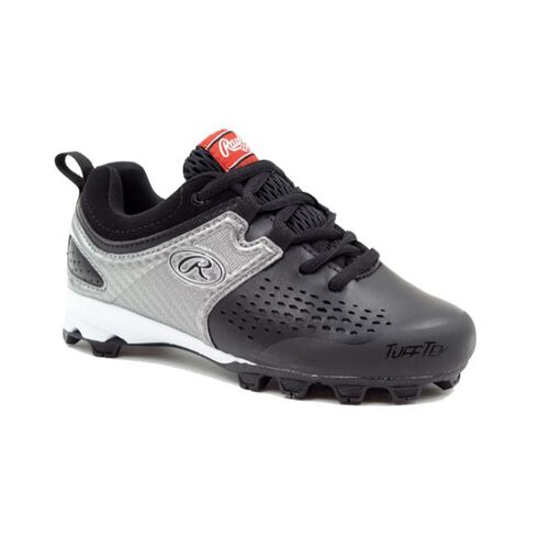 Rawlings Black, Silver, and White Youth Clubhouse Low Baseball Cleats SKU #5561YBKSIL